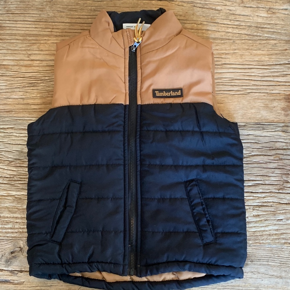 3T Timberland Puffer Vest Black Brown Excellent